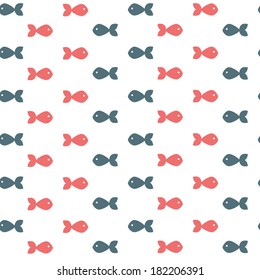 Vector seamless simple pattern with fishes