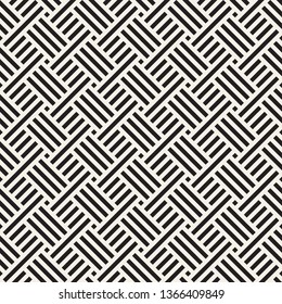 Vector seamless simple pattern. Geometric striped ornament. Linear weave lattice background.