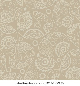 Vector seamless simple pattern with ornamental eggs. Easter holiday background for printing on fabric, paper for scrapbooking, gift wrap and wallpapers.