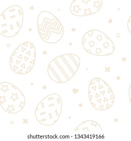 Vector seamless simple pattern with ornamental easter eggs. Easter holidays. Vector illustration on white
 background.