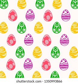 Vector seamless simple pattern with ornamental eggs. Easter holiday green background for printing on fabric, paper for scrapbooking, gift wrap and wallpapers. 