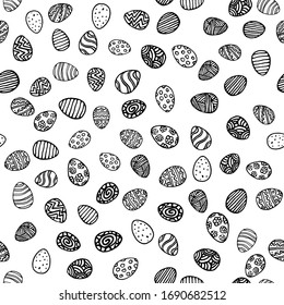 Vector seamless simple pattern with ornamental eggs. Easter holiday background for printing on fabric, gift wrap and wallpapers
