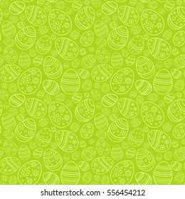 Vector seamless simple pattern with ornamental eggs. Easter holiday green background for printing on fabric, paper for scrapbooking, gift wrap and wallpapers.