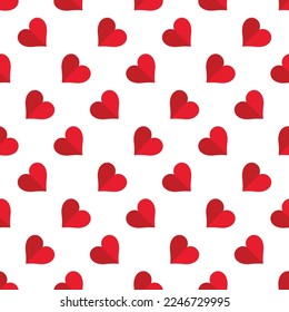 Vector seamless simple pattern with red hearts. Repeatable background for Valentine`s day. Love print, 14 february concept