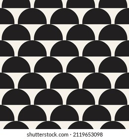 Vector seamless simple pattern. Repeating geometric semicircular elements. Stylish monochrome background design.