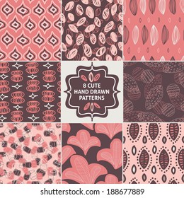 Vector seamless simple pattern set. Modern stylish texture. Repeating abstract background. 