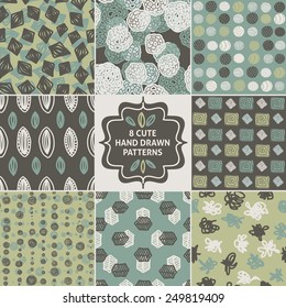 Vector seamless simple pattern set. Modern stylish texture. Repeating abstract background.