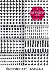 Vector seamless simple pattern set. Modern stylish texture. Repeating abstract background.