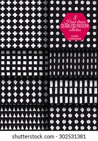 Vector seamless simple pattern set. Modern stylish texture. Repeating abstract background.