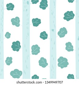 Vector seamless simple pattern with tree trunks in cartoon style. Blue palette. Good for scrapbooking, wrapping paper, baby textiles, fabrics, etc.