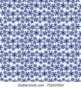 Vector seamless simple snow pattern. Winter background with snowfall.