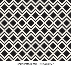 Vector seamless simple zigzag lines pattern. Repeating geometric rhombus elements. Stylish monochrome background design.