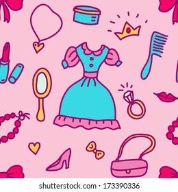 vector seamless sketch cosmetics pattern