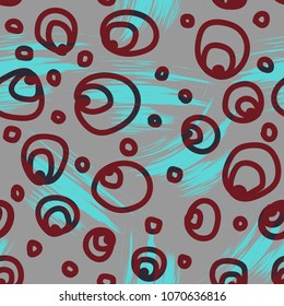 Vector seamless sketchy circles with grunge splashes.