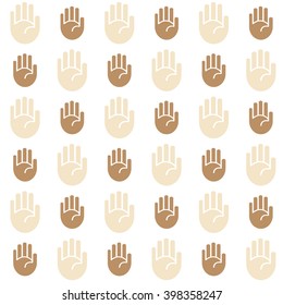 Vector seamless skin tone palms background pattern