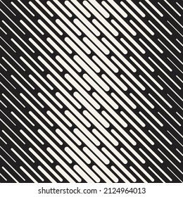 Vector seamless slanted lines gradient pattern. Repeating geometric transition with rounded lines. Stylish monochrome background design.