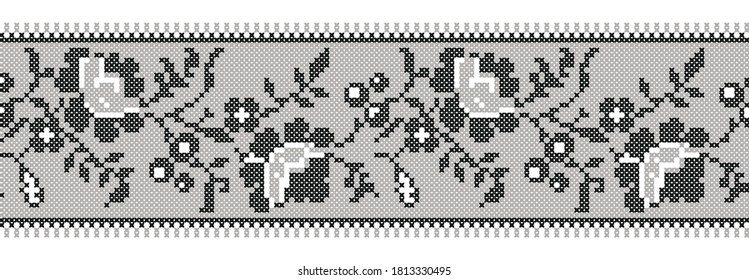 Vector seamless slavic embroidery, old ornament