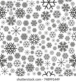 Vector seamless snow pattern. Winter background with snowfall