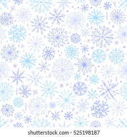 Vector seamless snowflake pattern. Elegant christmas background. Hipster minimalist seamless pattern design. Winter intricate pattern.