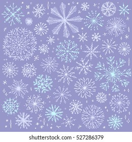 Vector seamless snowflake pattern. Elegant christmas background. Hipster minimalist snowflake collection. Winter intricate pattern.