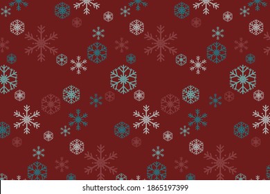 Vector de copos de nieve sin costura en el tema de Navidad