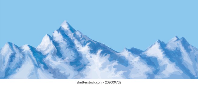 Vector seamless snowy mountains.