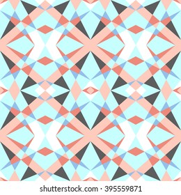 Vector seamless soft blue and red kaleidoscopic pattern