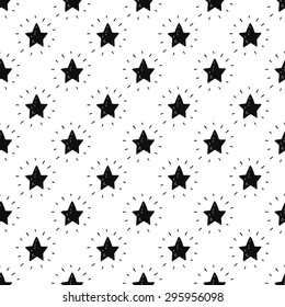 Vector seamless space background with stars. Stars background, hand drawn vector illustration