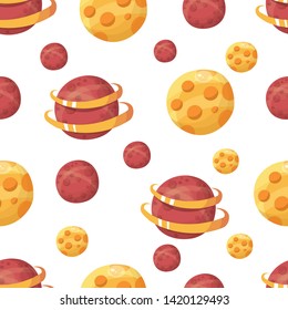 vector seamless space pattern with planets and stars for children