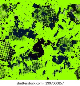 Vector seamless sport pattern with ink blots and brush strokes. Colorful creative sport pattern, blots, brush style. Creative seamless pattern and vector blots, brush, strokes. Grunge camouflage print