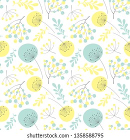 vector seamless spring floral pattern with flowers, leaves, branches