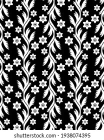 textura floral de resorte sin costura vectorial sobre fondo negro