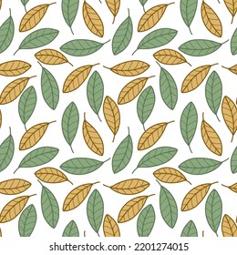 Vector seamless spring leaf pattern with small leaf  on a white background.