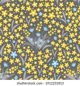 Vector seamless spring pattern with flowers, bouquets. Bright background for postcards, paper wrappers and other items.