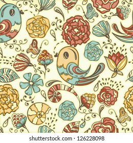 Vector seamless spring pattern, fully editable eps 8 file, seamless  pattern in swatch menu