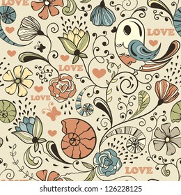 Vector seamless spring pattern, fully editable eps 8 file, seamless  pattern in swatch menu, standart AI font Cooper std