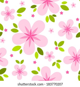 Vector seamless spring pattern with pink blossom