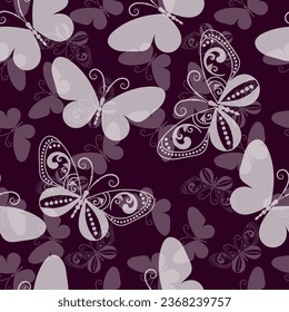 Vector seamless spring pattern with vintage butterflies 