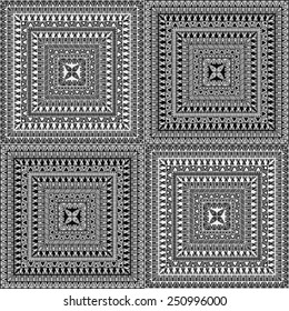 Vector Seamless Square Ethnic Patterns, seamless patterns in swatch menu, you can combine 2 patterns in own way