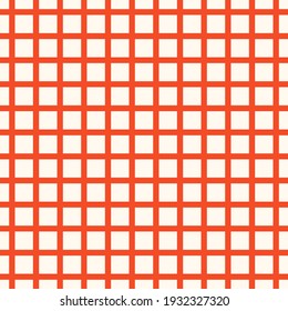 Vector seamless squares grid pattern. Repeating geometric red lines. Abstract simple monochrome background design.