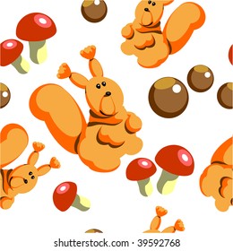 Vector. Seamless squirrel  ornament in color 81. More seamless see in portfolio