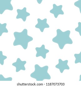 Vector seamless of star kids pattern. Blue