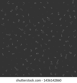 Vector seamless with a lot of stars black cosmic background. Space/ zodiacal/ universe white thin line elements pattern. Astronomy and Astrology objects. For fabric, textile, banner, design.