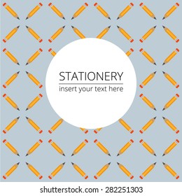 vector seamless stationary pattern with pencils on grey background