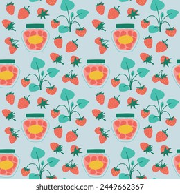 Vector seamless strawberry jam pattern