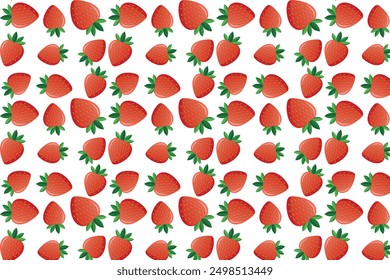 Vector Seamless Strawberry Pear Pattern. Background Design for Print, Wrapping Paper, Packaging, Fabric, Textile, Fruit Shops. Fruit Background.