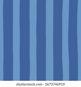 Vector seamless stripe design with alternating blue shades, hand drawn for a cozy handmade look, ideal for mattresses, covers and beach style fabrics