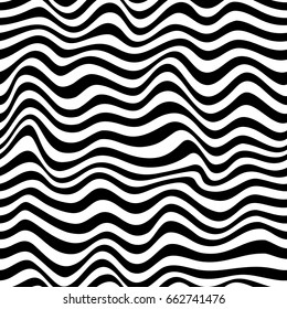Vector seamless striped background. Geometric background with curved lines.