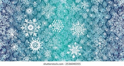 Vektor nahtlos gestreift Weihnachten Hand ertrinken Farbverlauf grün violett Muster mit Schneeflocken und Sternen und Tropfen