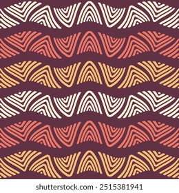 Vector seamless striped distorted triangles pattern. Tribal ornament. Geometric color seamless vector background.